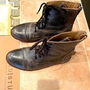 Bed Stu Laurel Combat Style Ankle Boots in Teak (distressed brown)